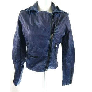Blank NYC Navy Vegan Leather Moto Jacket